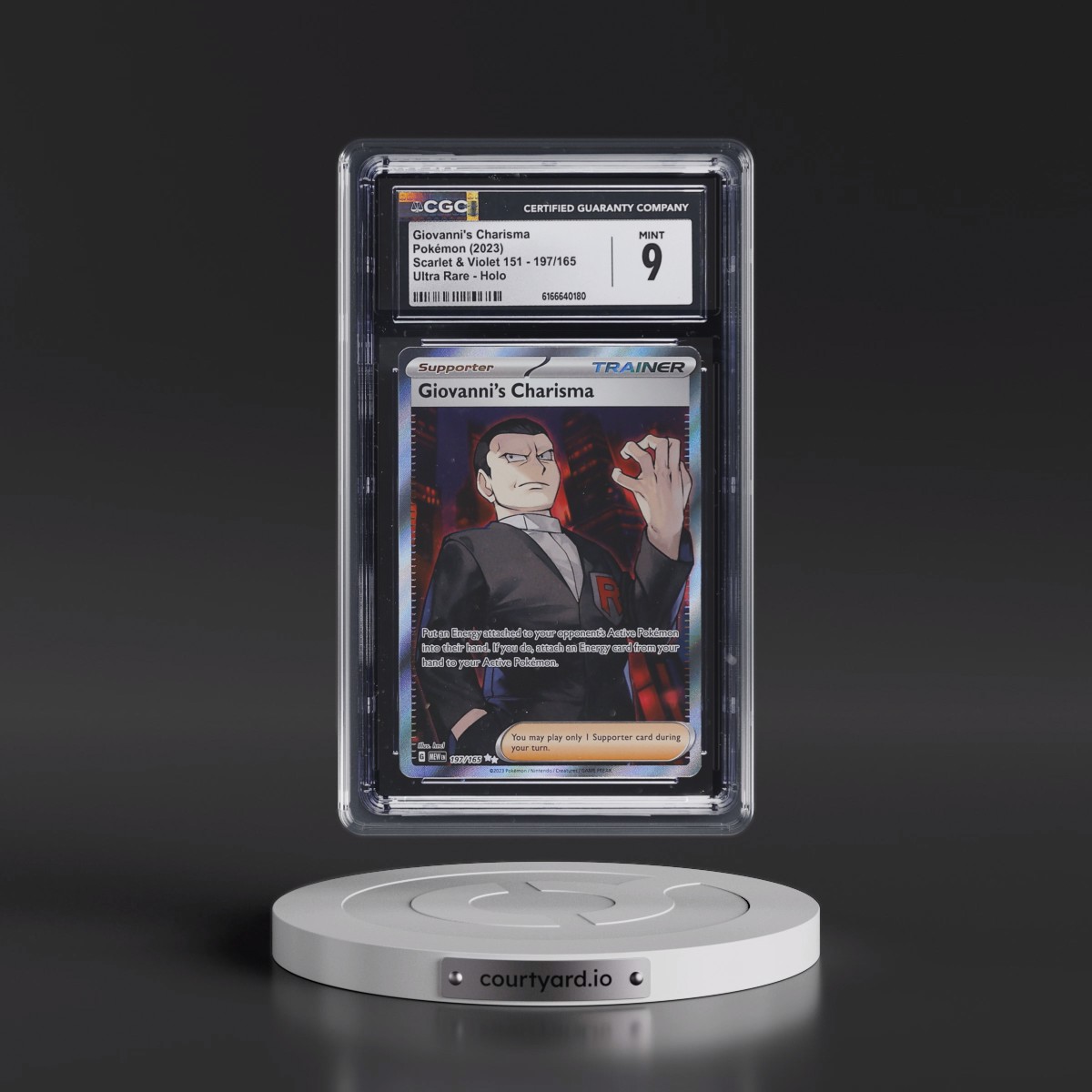 2023 Scarlet & Violet 151 - MEW EN #197/165 Giovanni's Charisma - Ultra Rare Holo (CGC 9 MINT)