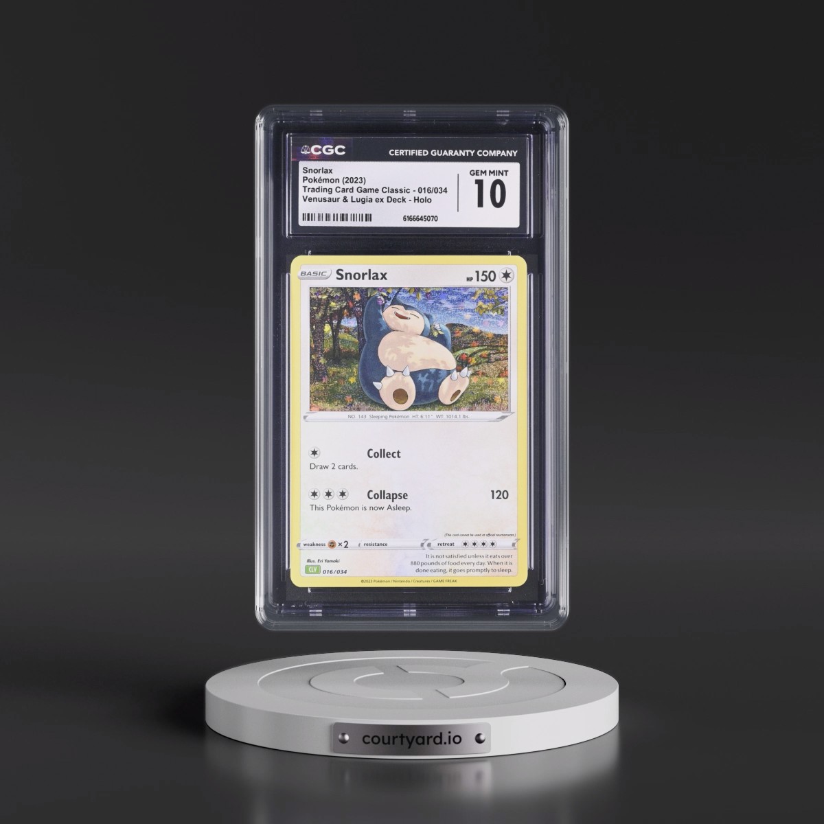 2023 Trading Card Game Classic - CLV, CLC, CLB #016/034 Snorlax - Venusaur & Lugia ex Deck - CLV Holo (CGC 10 GEM MINT)