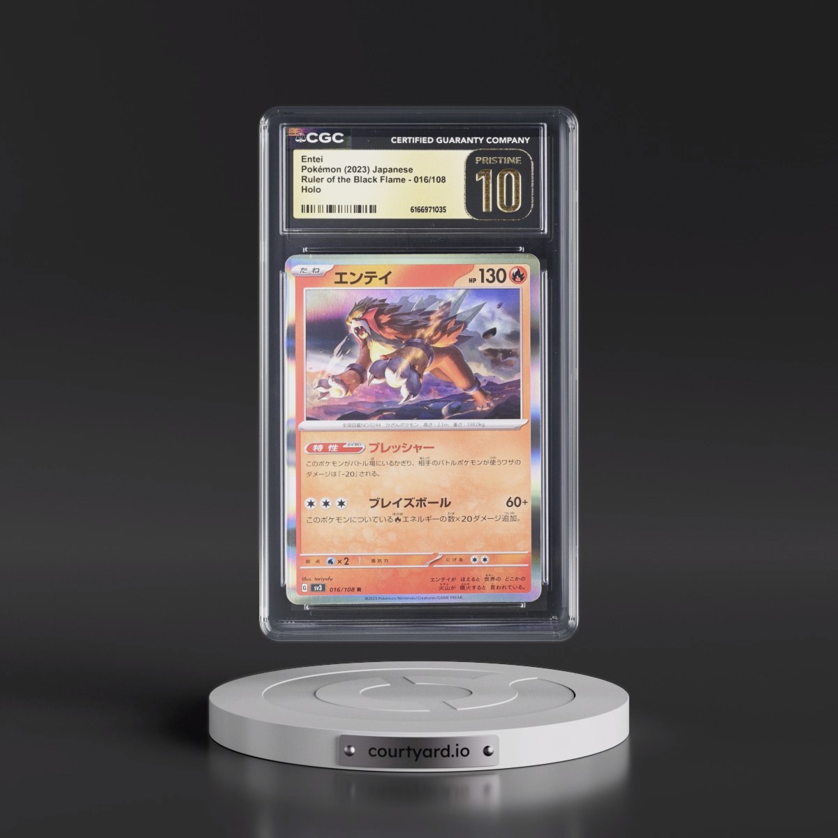 2023 Ruler of the Black Flame #016/108 Entei - Holo (CGC 10 PRISTINE)