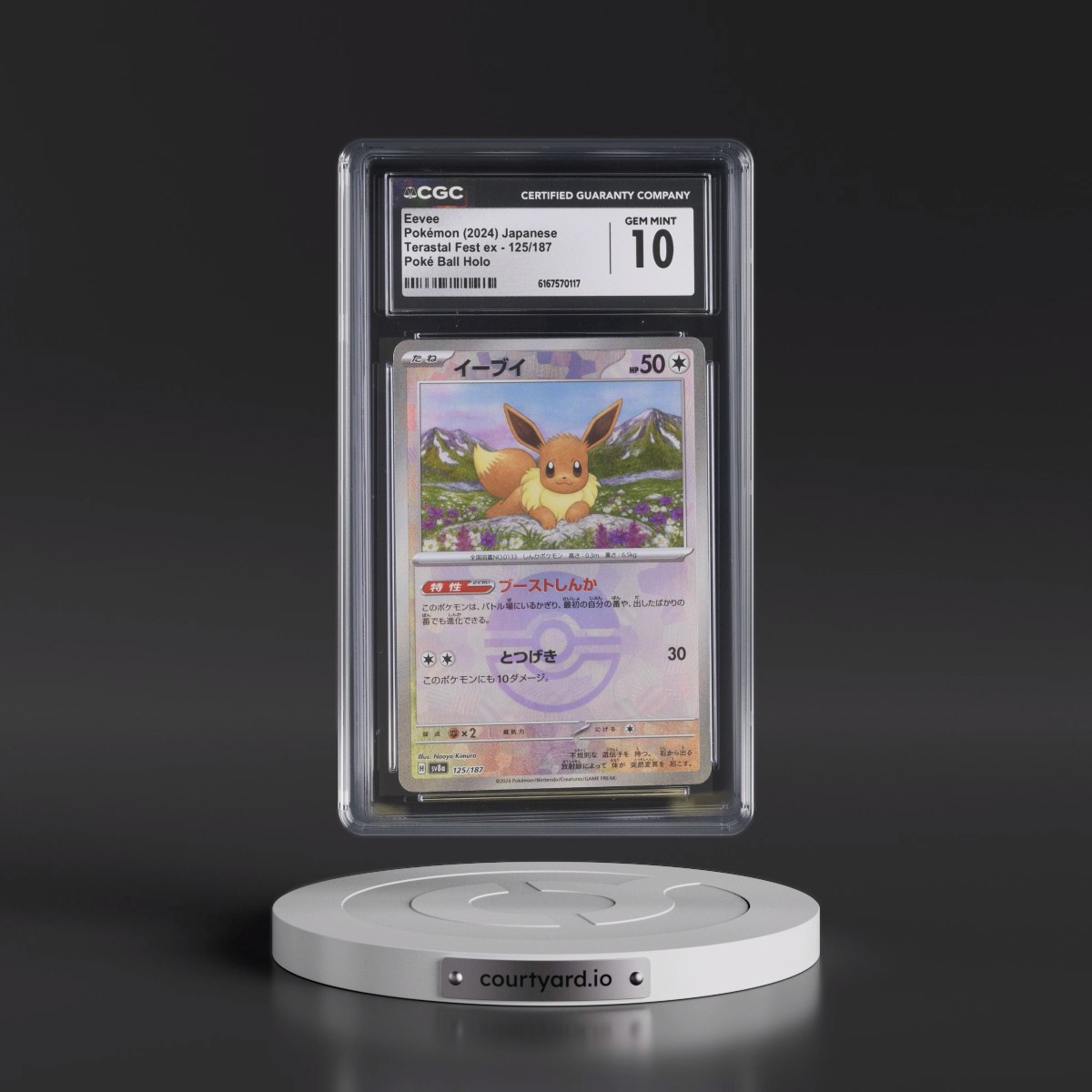 2024 High Class Pack: Terastal Fest ex - sv8a #125/187 Eevee - Poké Ball Holo (CGC 10 GEM MINT)