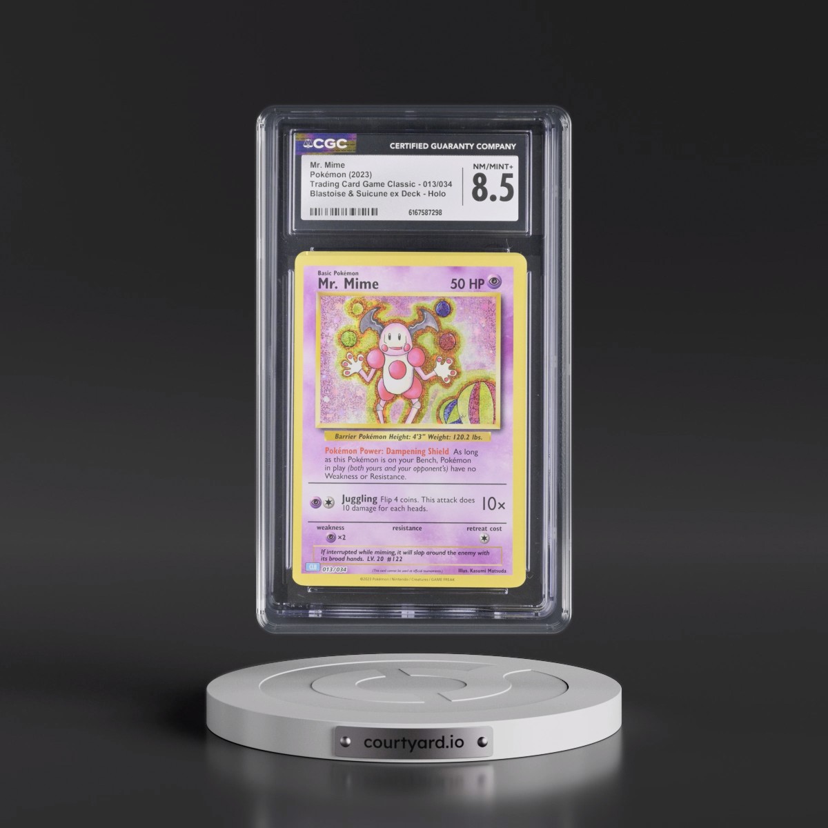 2023 Trading Card Game Classic - CLV, CLC, CLB #013/034 Mr. Mime - Blastoise & Suicune ex Deck - CLB Holo (CGC 8.5 NM-MT+)