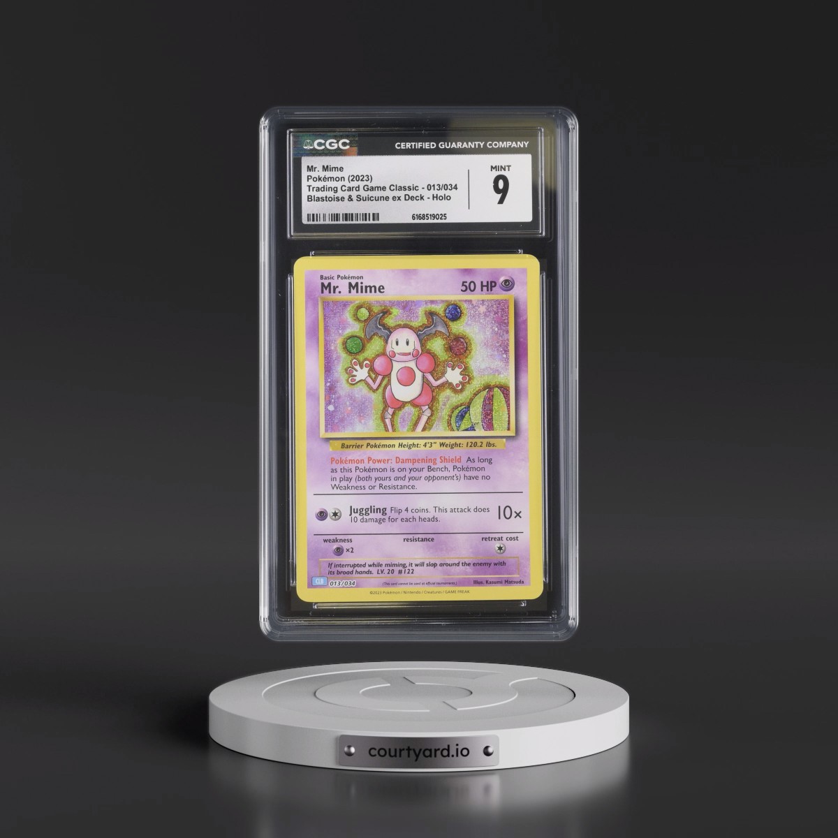 2023 Trading Card Game Classic - CLV, CLC, CLB #013/034 Mr. Mime - Blastoise & Suicune ex Deck - CLB Holo (CGC 9 MINT)
