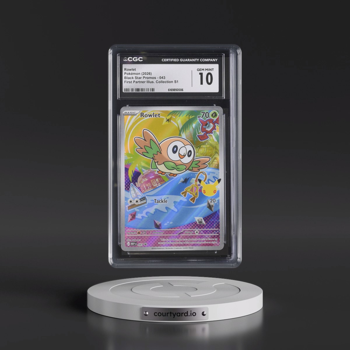 2025 Black Star Promos - Mega Evolution MEP EN #043 Rowlet - First Partner Illustration Collection Series 1 (Holo) (CGC 10 GEM MINT)