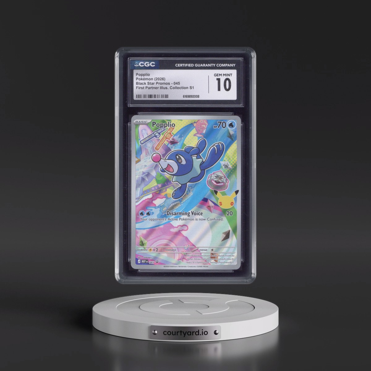 2025 Black Star Promos - Mega Evolution MEP EN #045 Popplio - First Partner Illustration Collection Series 1 (Holo) (CGC 10 GEM MINT)