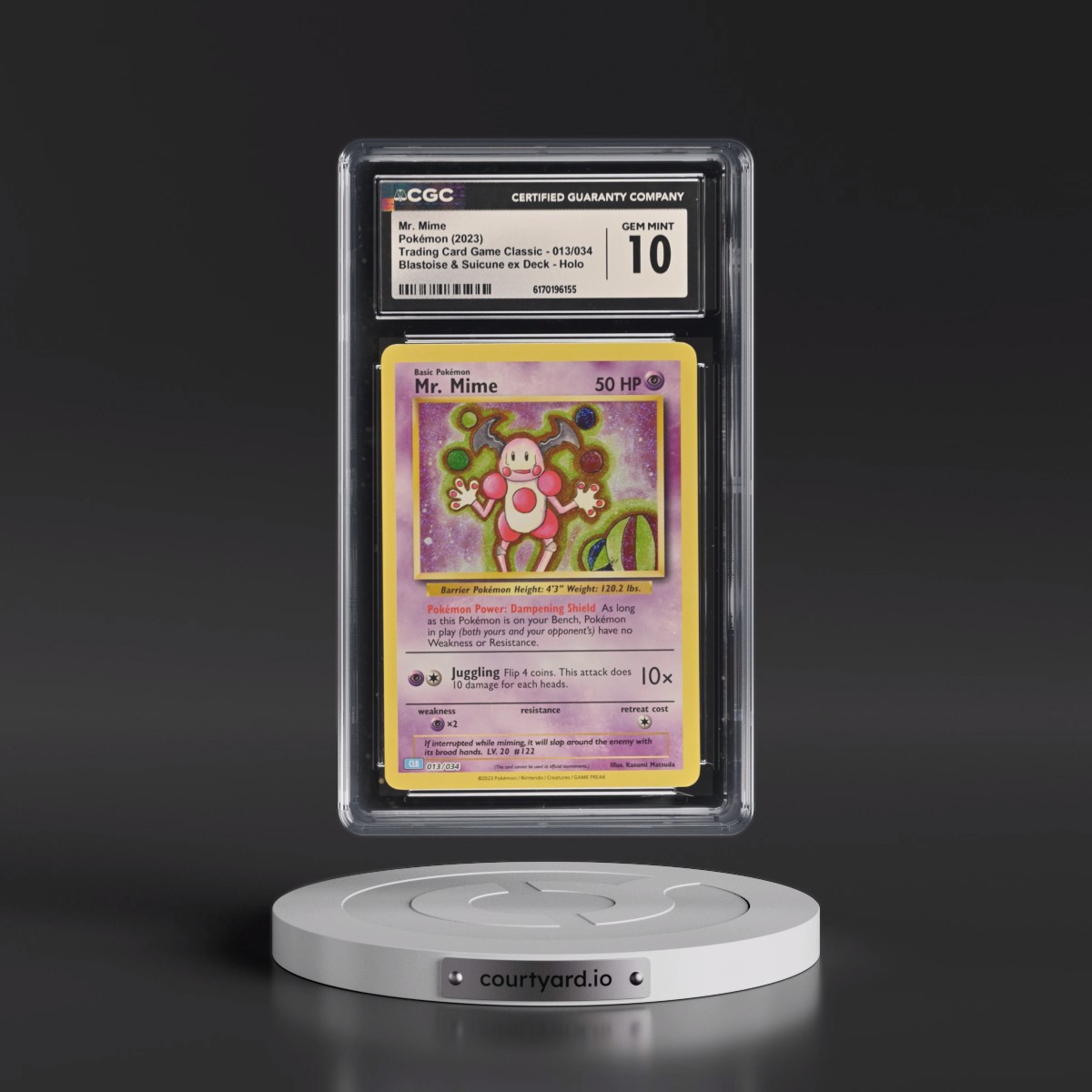 2023 Trading Card Game Classic - CLV, CLC, CLB #013/034 Mr. Mime - Blastoise & Suicune ex Deck - CLB Holo (CGC 10 GEM MINT)