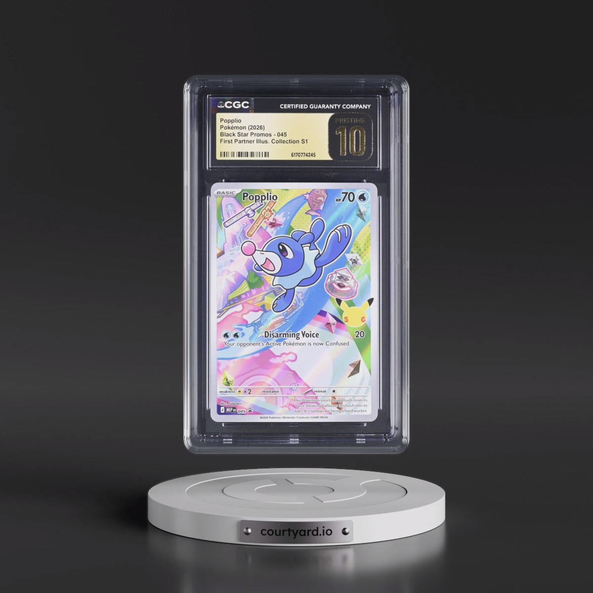 2025 Black Star Promos - Mega Evolution MEP EN #045 Popplio - First Partner Illustration Collection Series 1 (Holo) (CGC 10 PRISTINE)