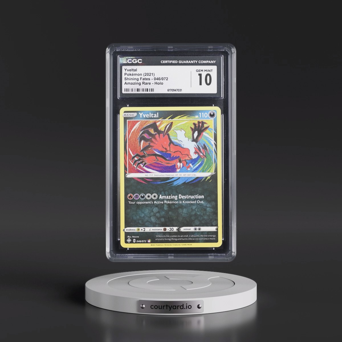 2021 Shining Fates #046/072 Yveltal - Amazing Rare Holo (CGC 10 GEM MINT)