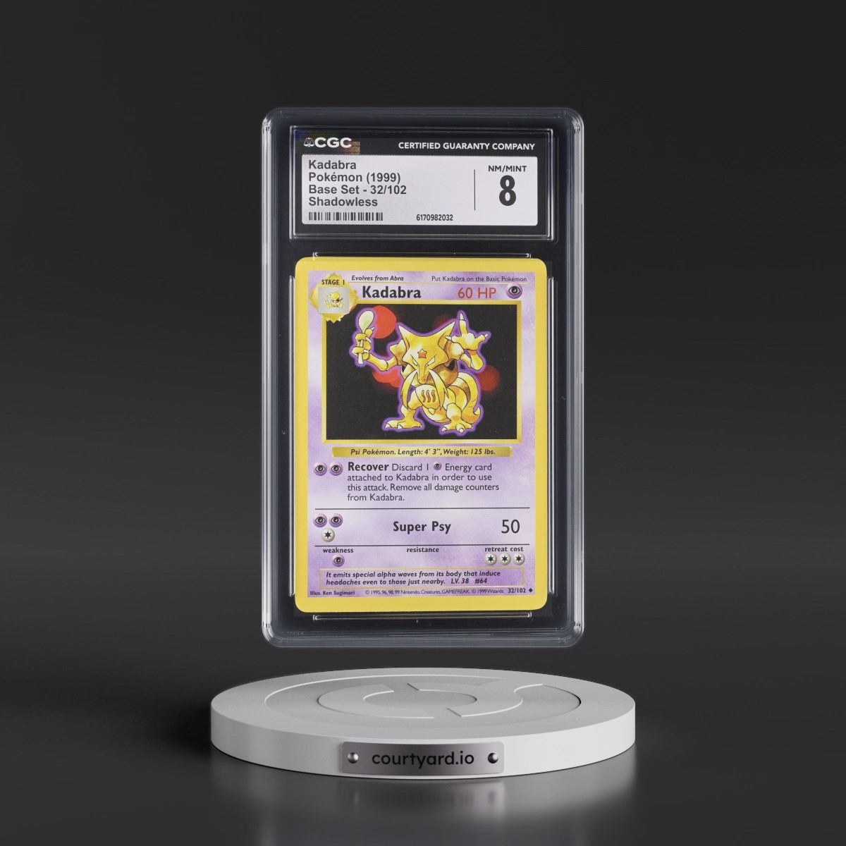 1999 Base Set #32/102 Kadabra - Shadowless Shadowless (CGC 8 NM-MT)