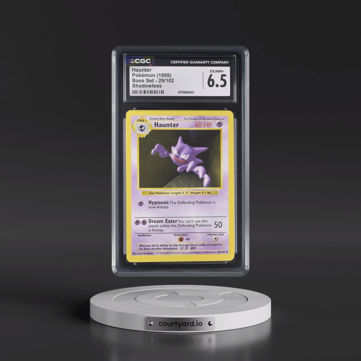 1999 Base Set #29/102 Haunter - Shadowless Shadowless (CGC 6.5 EX-NM+)