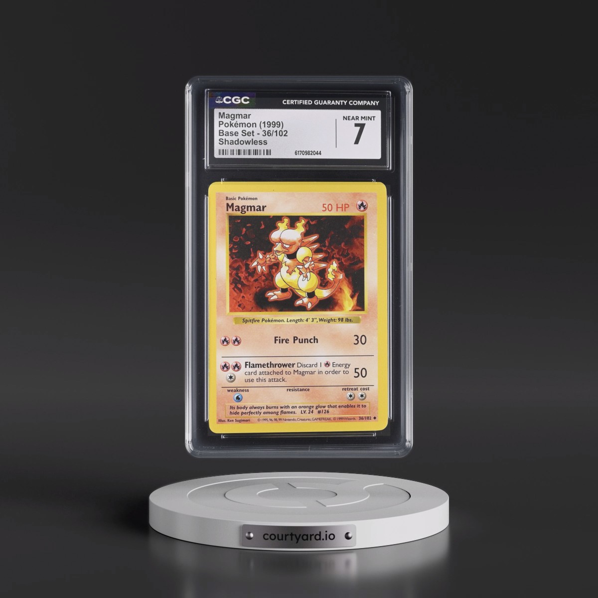 1999 Base Set #36/102 Magmar - Shadowless Shadowless (CGC 7 NM)
