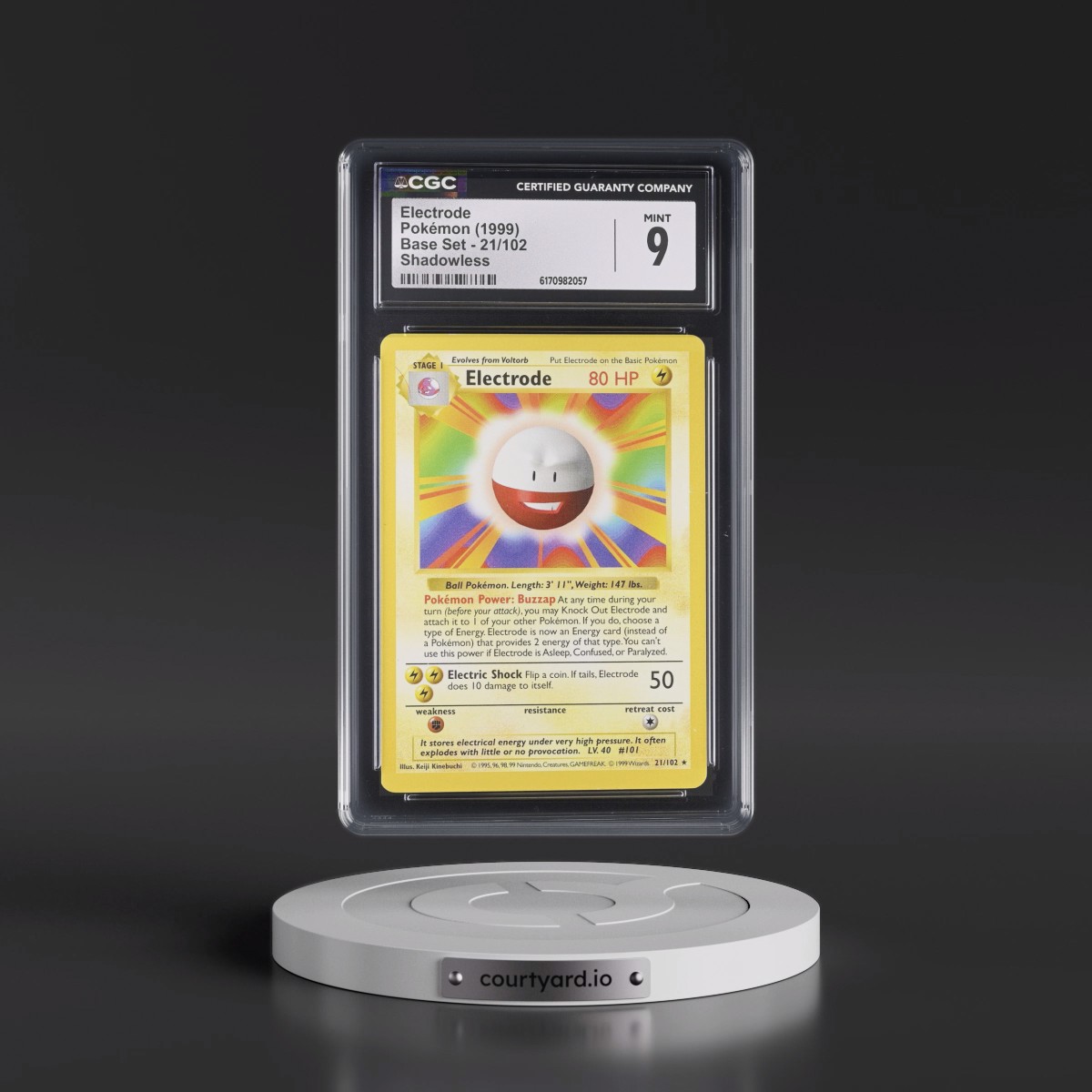 1999 Base Set #21/102 Electrode - Shadowless Shadowless (CGC 9 MINT)