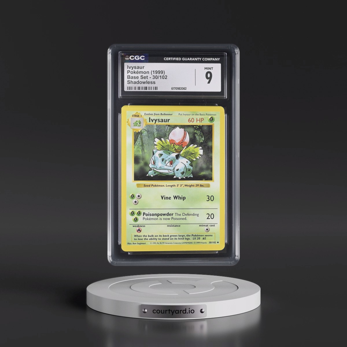 1999 Base Set #30/102 Ivysaur - Shadowless Shadowless (CGC 9 MINT)
