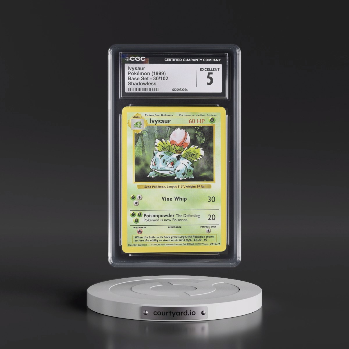 1999 Base Set #30/102 Ivysaur - Shadowless Shadowless (CGC 5 EX)