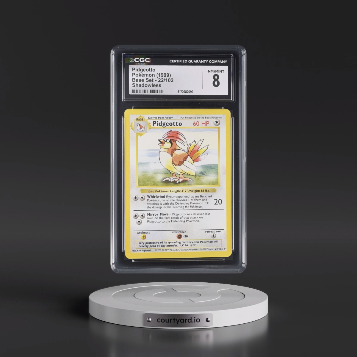 1999 Base Set #22/102 Pidgeotto - Shadowless Shadowless (CGC 8 NM-MT)