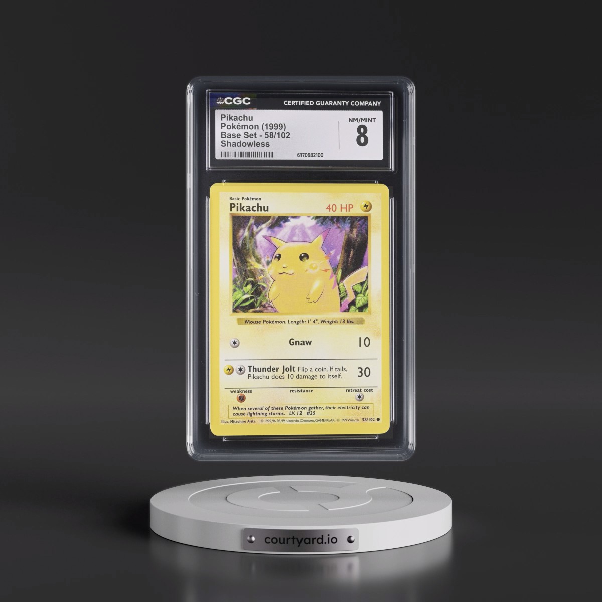 1999 Base Set #58/102 Pikachu - Shadowless Shadowless (CGC 8 NM-MT)