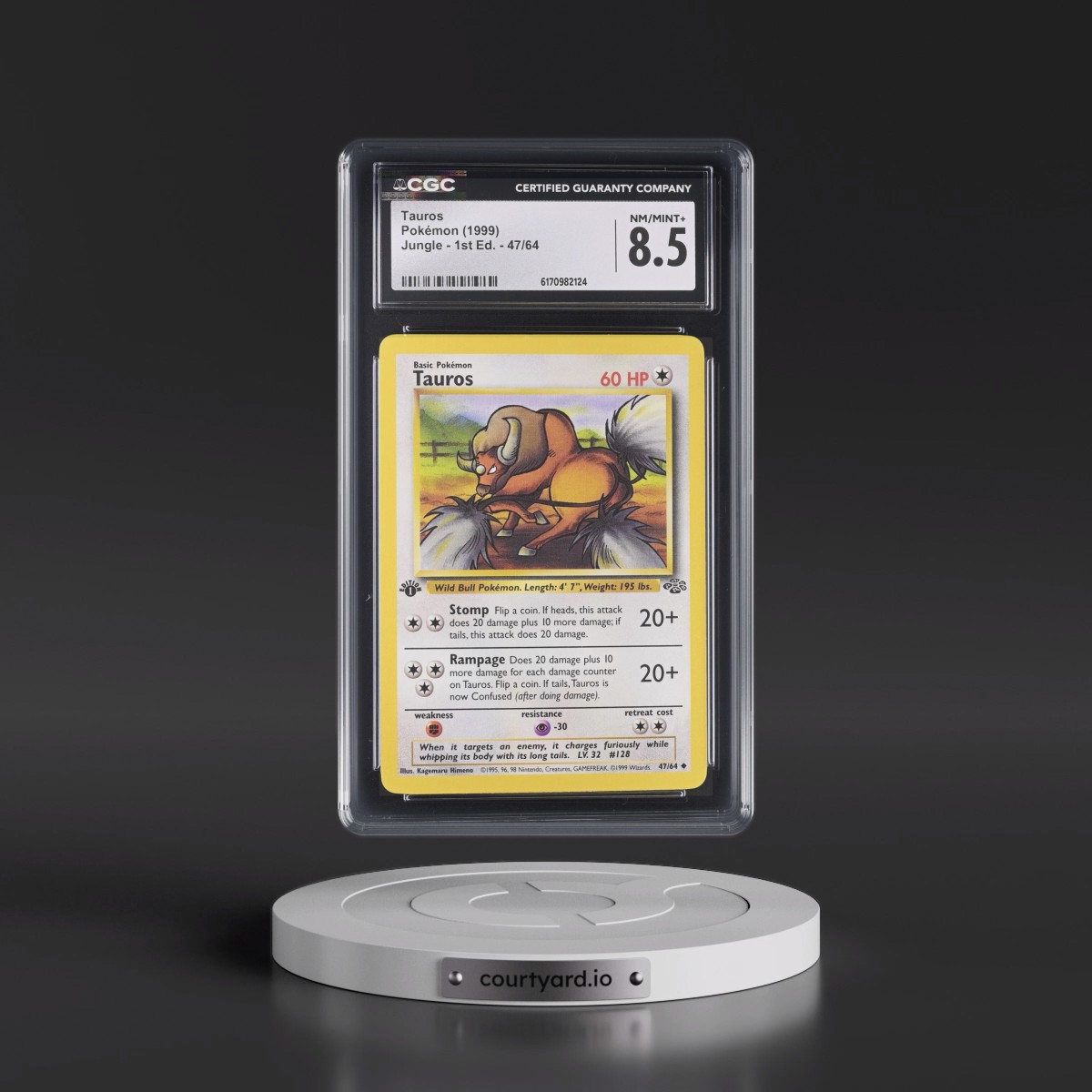 1999 Jungle #47/64 Tauros - 1st Edition 1st Edition (CGC 8.5 NM-MT+)