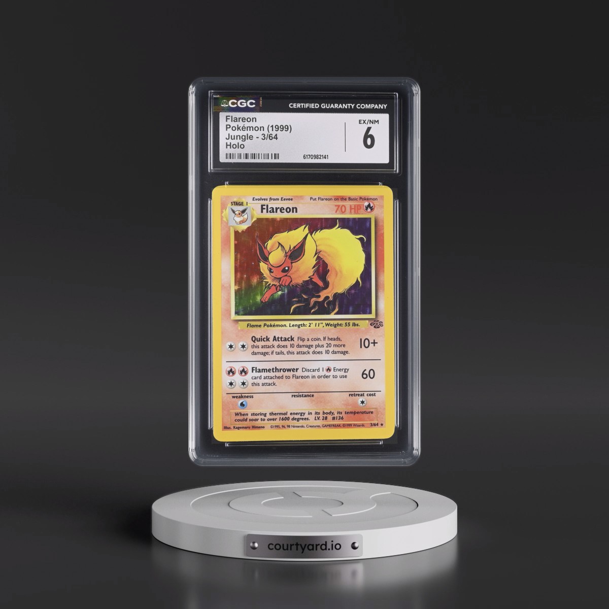 1999 Jungle #3/64 Flareon - Holo (CGC 6 EX-NM)