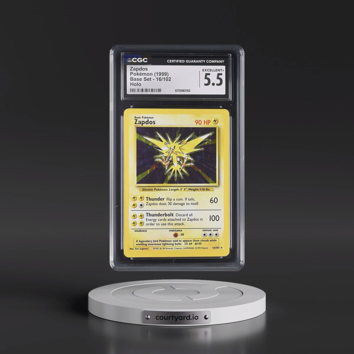 1999 Base Set #16/102 Zapdos - Holo (CGC 5.5 EX+)
