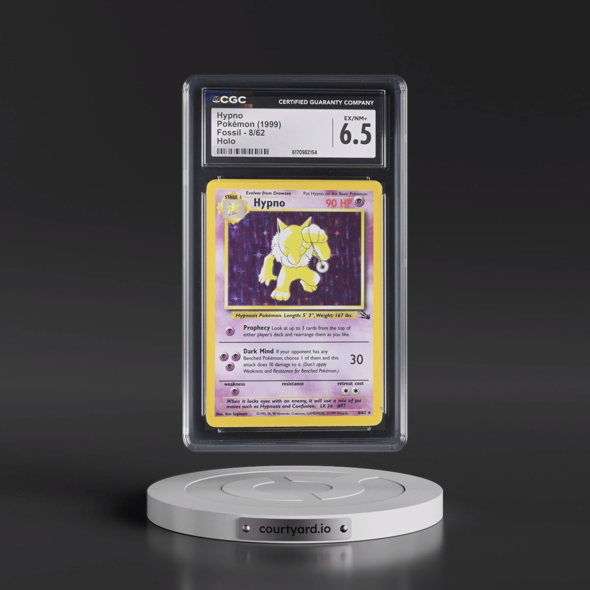 1999 Fossil #8/62 Hypno - Galaxy Star Holo (CGC 6.5 EX-NM+)