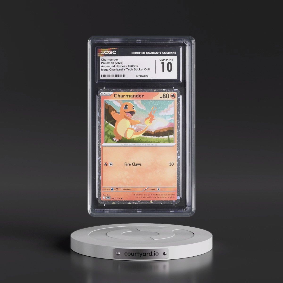 2026 Ascended Heroes - ASC EN #020/217 Charmander - Mega Charizard Y Tech Sticker Collection (Cosmos Holo) (CGC 10 GEM MINT)