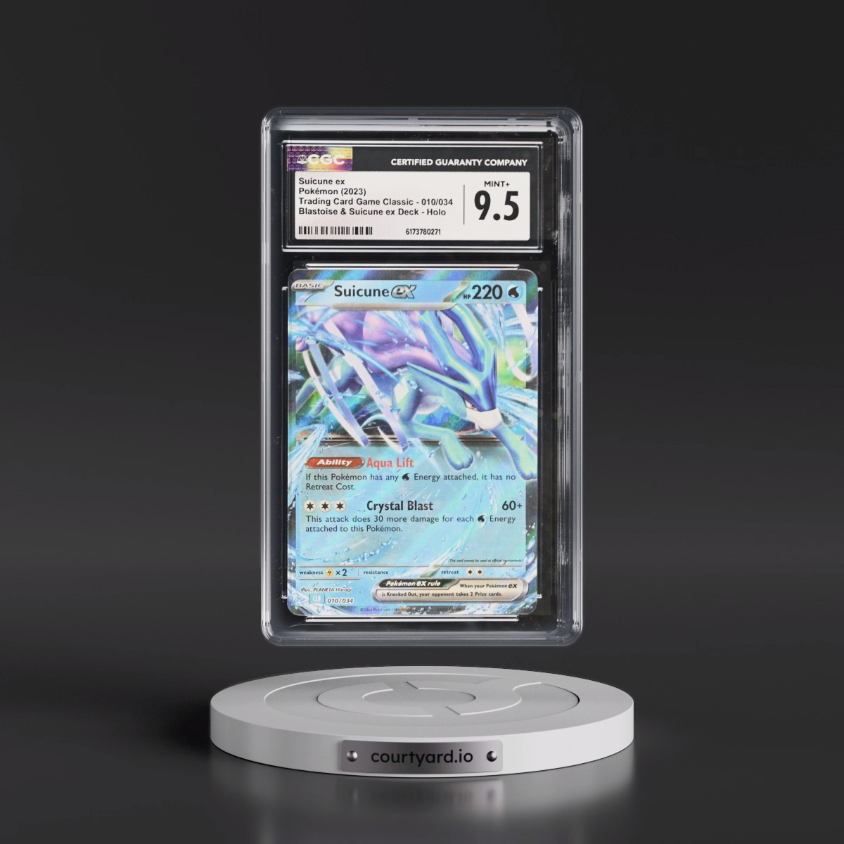 2023 Trading Card Game Classic - CLV, CLC, CLB #010/034 Suicune ex - Blastoise & Suicune ex Deck - CLB Holo (CGC 9.5 MINT+)