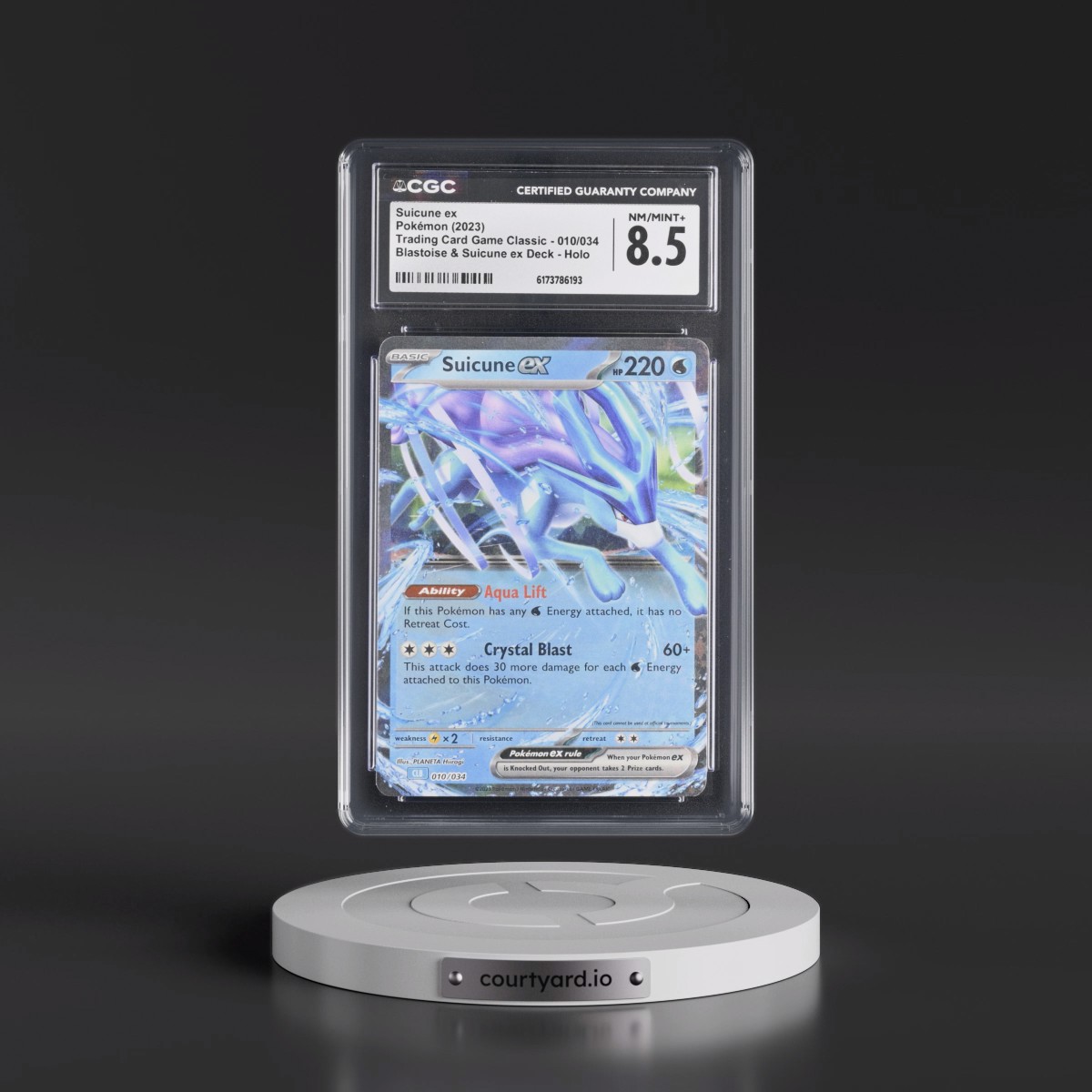 2023 Trading Card Game Classic - CLV, CLC, CLB #010/034 Suicune ex - Blastoise & Suicune ex Deck - CLB Holo (CGC 8.5 NM-MT+)