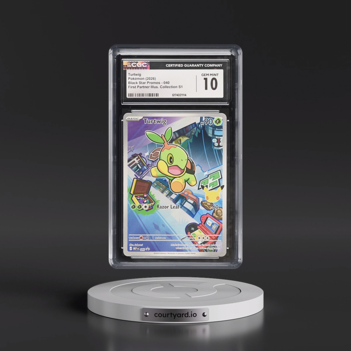 2025 Black Star Promos - Mega Evolution MEP EN #040 Turtwig - First Partner Illustration Collection Series 1 (Holo) (CGC 10 GEM MINT)