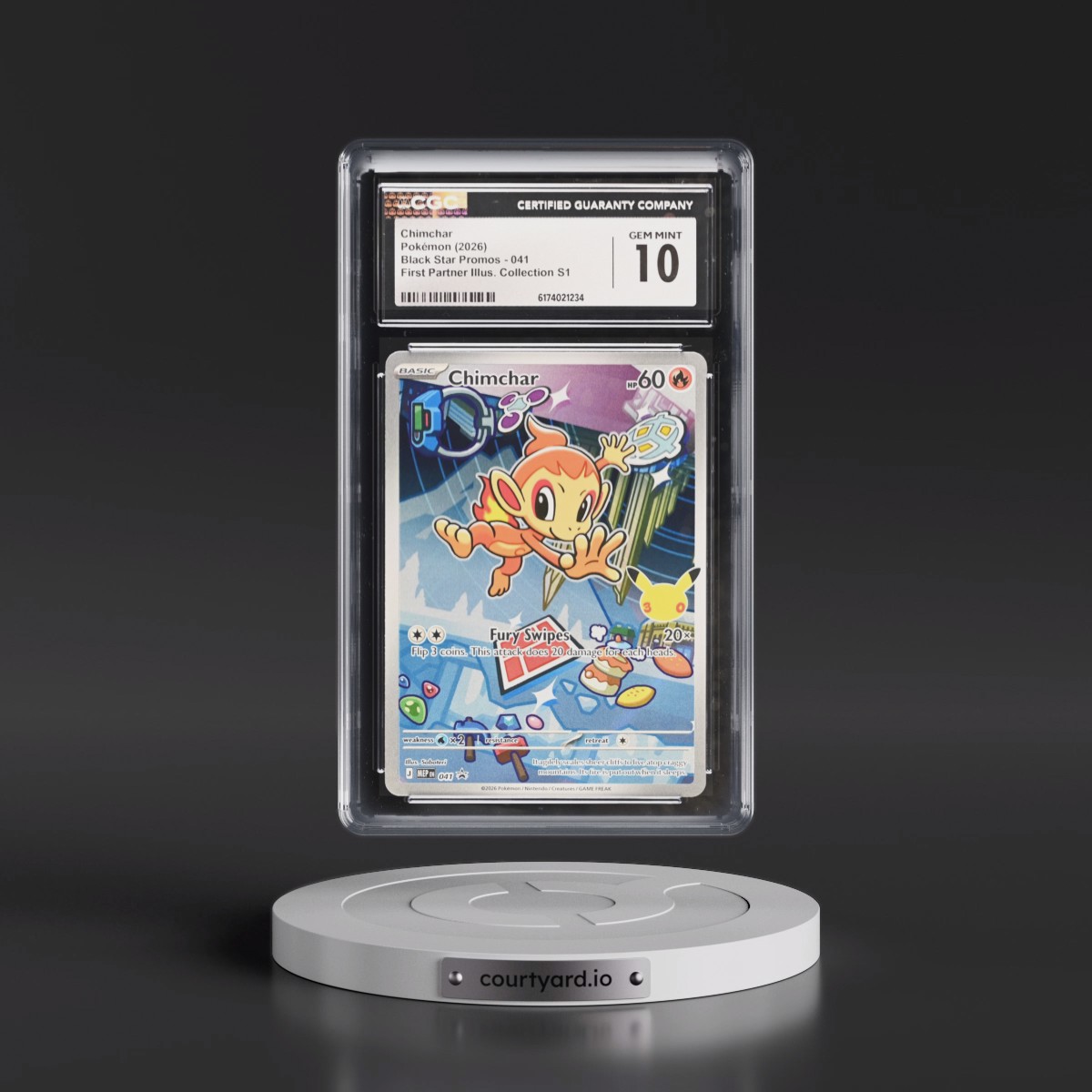 2025 Black Star Promos - Mega Evolution MEP EN #041 Chimchar - First Partner Illustration Collection Series 1 (Holo) (CGC 10 GEM MINT)