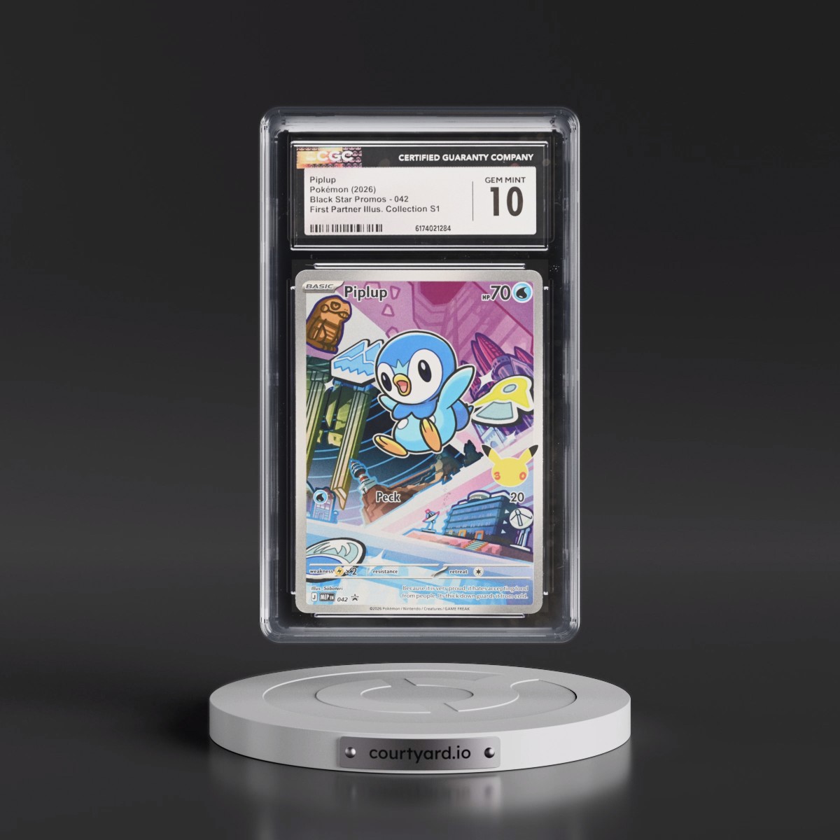 2025 Black Star Promos - Mega Evolution MEP EN Piplup - First Partner Illustration Collection Series 1 (Holo) #042 CGC 10