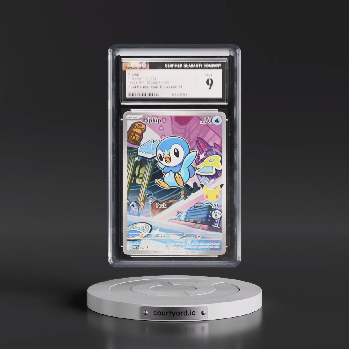 2025 Black Star Promos - Mega Evolution MEP EN #042 Piplup - First Partner Illustration Collection Series 1 (Holo) (CGC 9 MINT)
