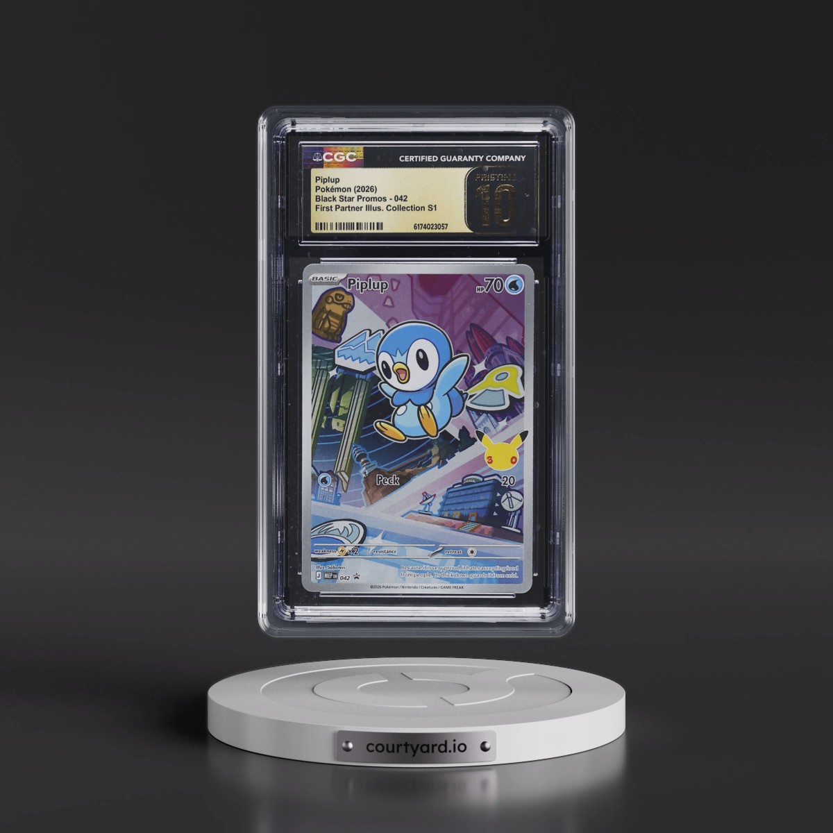 2025 Black Star Promos - Mega Evolution MEP EN #042 Piplup - First Partner Illustration Collection Series 1 (Holo) (CGC 10 PRISTINE)