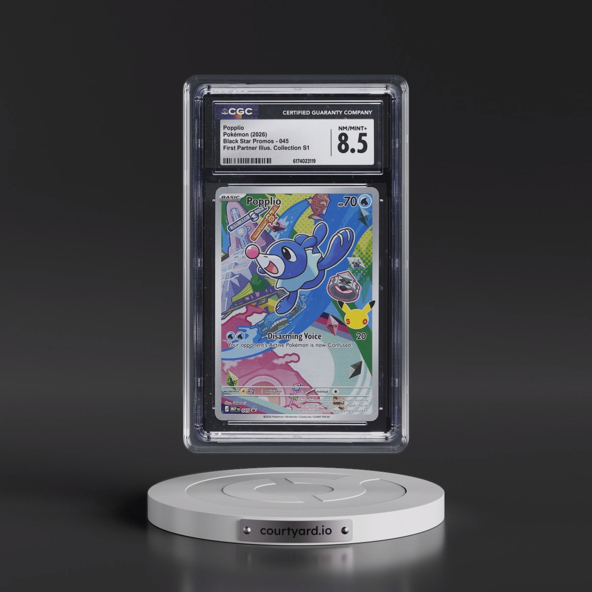 2025 Black Star Promos - Mega Evolution MEP EN #045 Popplio - First Partner Illustration Collection Series 1 (Holo) (CGC 8.5 NM-MT+)