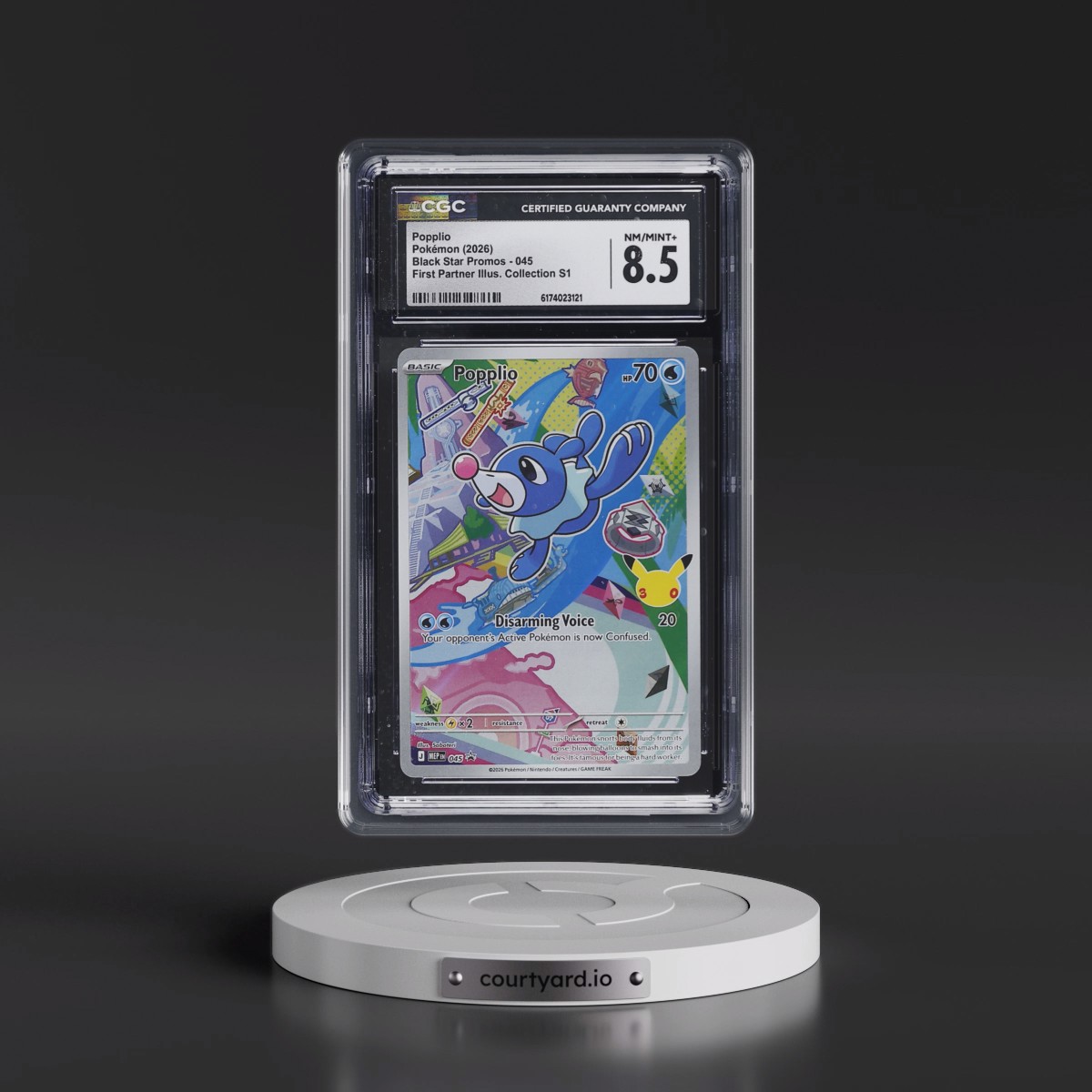2025 Black Star Promos - Mega Evolution MEP EN #045 Popplio - First Partner Illustration Collection Series 1 (Holo) (CGC 8.5 NM-MT+)