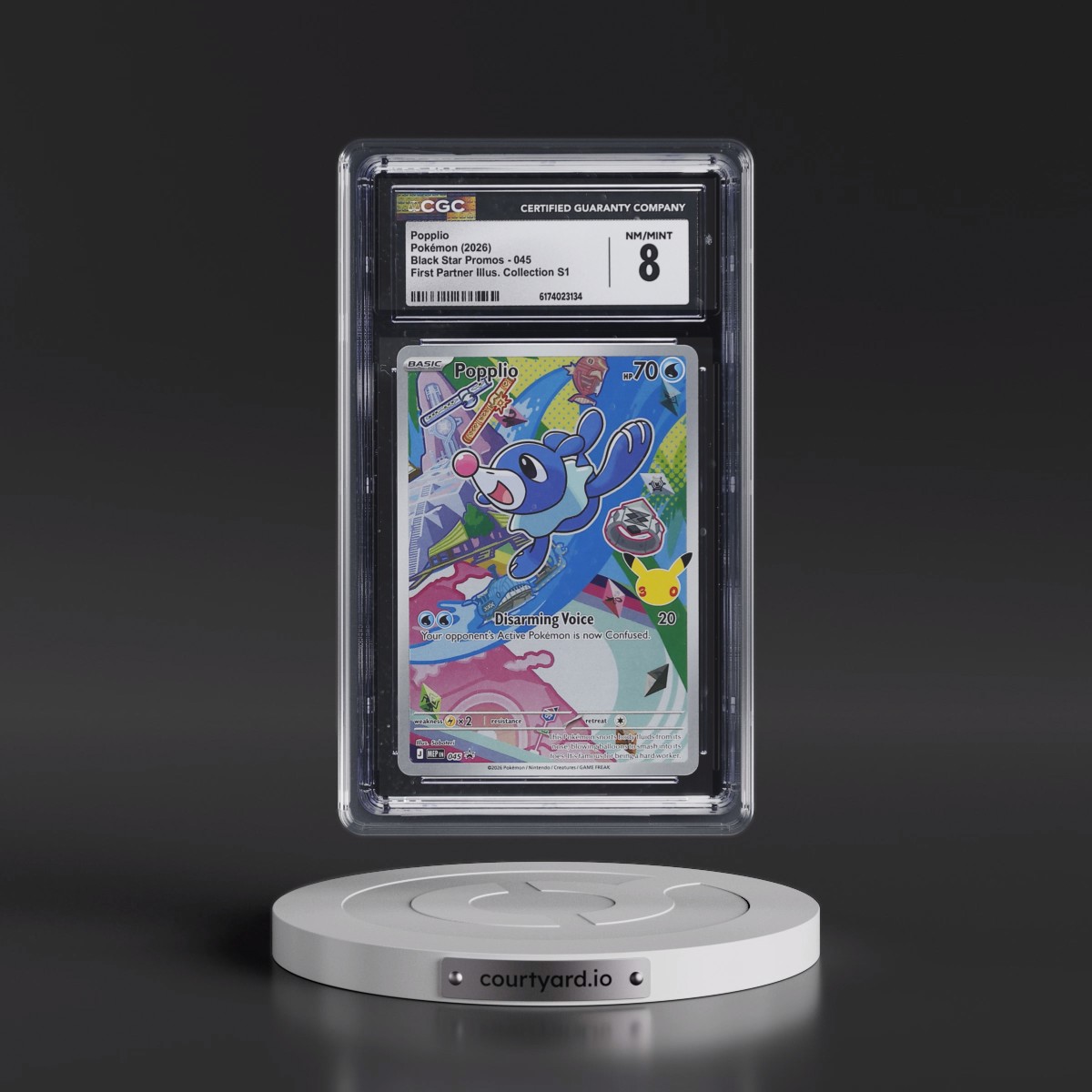 2025 Black Star Promos - Mega Evolution MEP EN #045 Popplio - First Partner Illustration Collection Series 1 (Holo) (CGC 8 NM-MT)