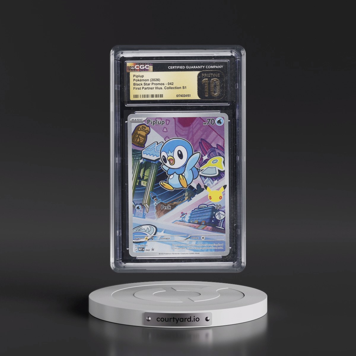 2025 Black Star Promos - Mega Evolution MEP EN #042 Piplup - First Partner Illustration Collection Series 1 (Holo) (CGC 10 PRISTINE)
