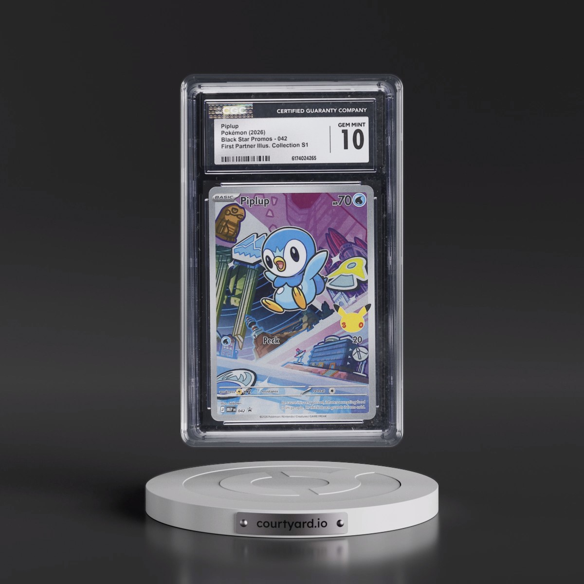 2025 Black Star Promos - Mega Evolution MEP EN #042 Piplup - First Partner Illustration Collection Series 1 (Holo) (CGC 10 GEM MINT)