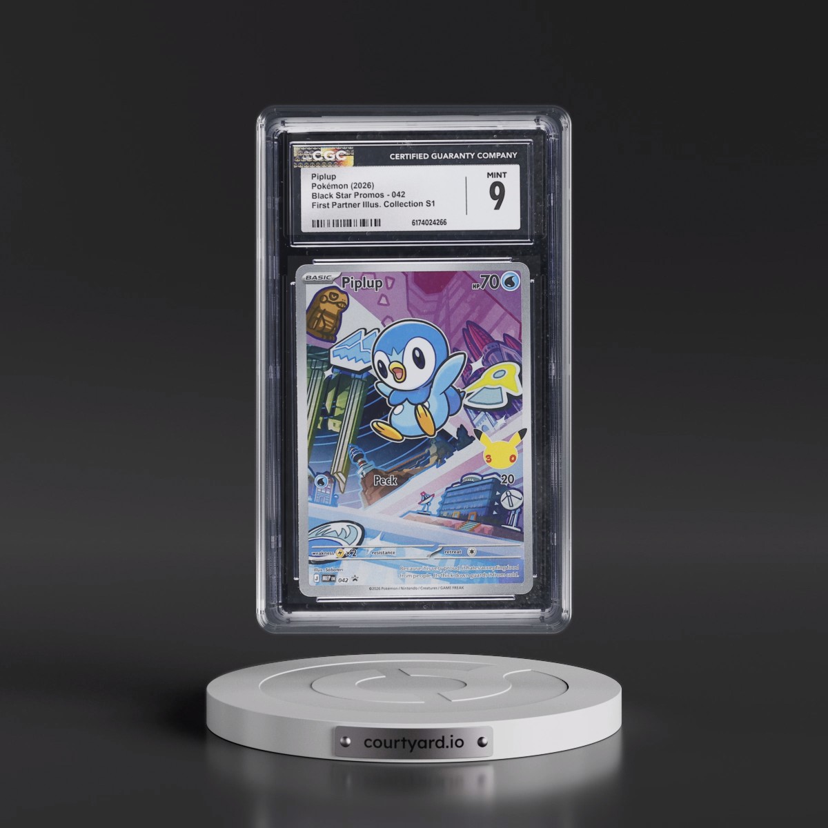 2025 Black Star Promos - Mega Evolution MEP EN #042 Piplup - First Partner Illustration Collection Series 1 (Holo) (CGC 9 MINT)