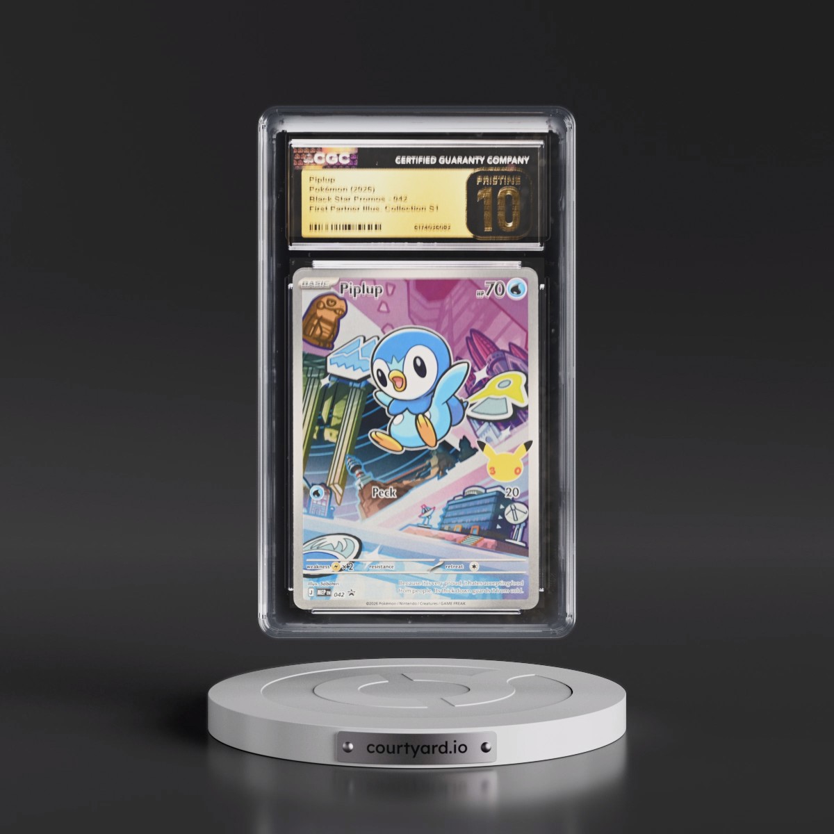 2025 Black Star Promos - Mega Evolution MEP EN #042 Piplup - First Partner Illustration Collection Series 1 (Holo) (CGC 10 PRISTINE)
