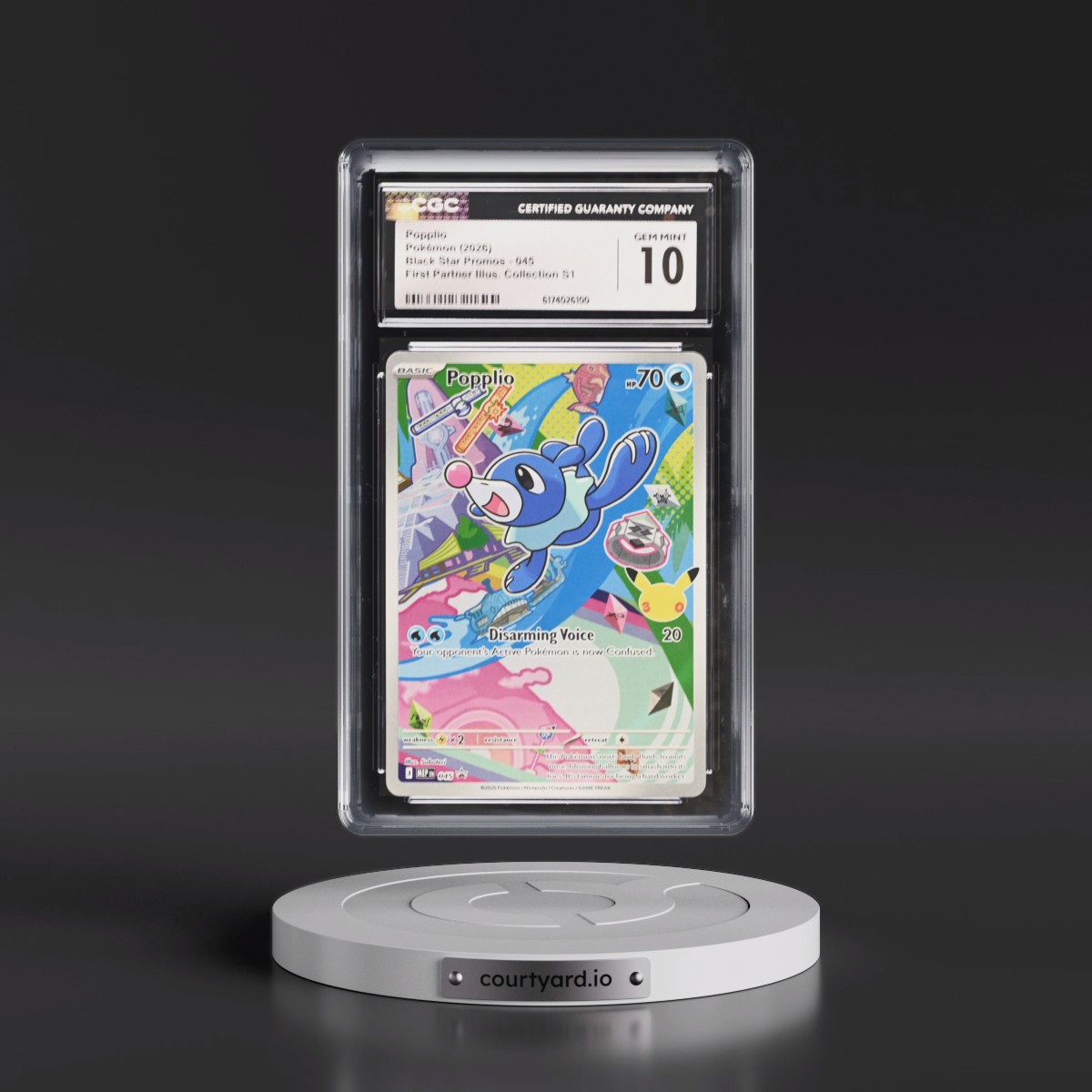 2025 Black Star Promos - Mega Evolution MEP EN #045 Popplio - First Partner Illustration Collection Series 1 (Holo) (CGC 10 GEM MINT)