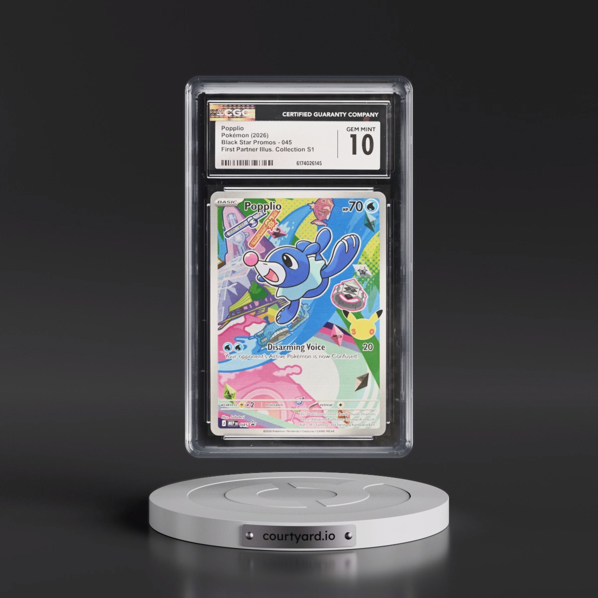 2025 Black Star Promos - Mega Evolution MEP EN #045 Popplio - First Partner Illustration Collection Series 1 (Holo) (CGC 10 GEM MINT)