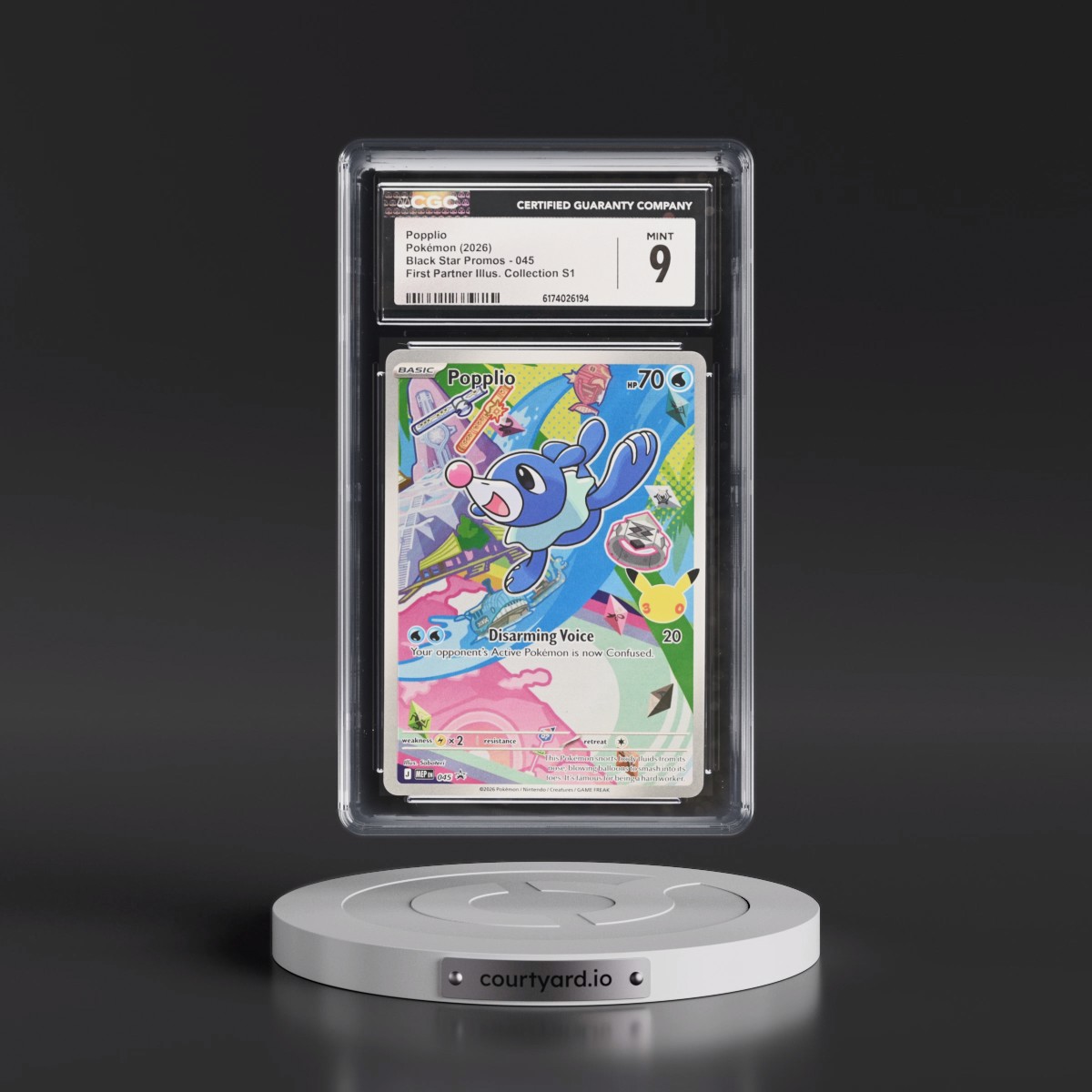 2025 Black Star Promos - Mega Evolution MEP EN #045 Popplio - First Partner Illustration Collection Series 1 (Holo) (CGC 9 MINT)