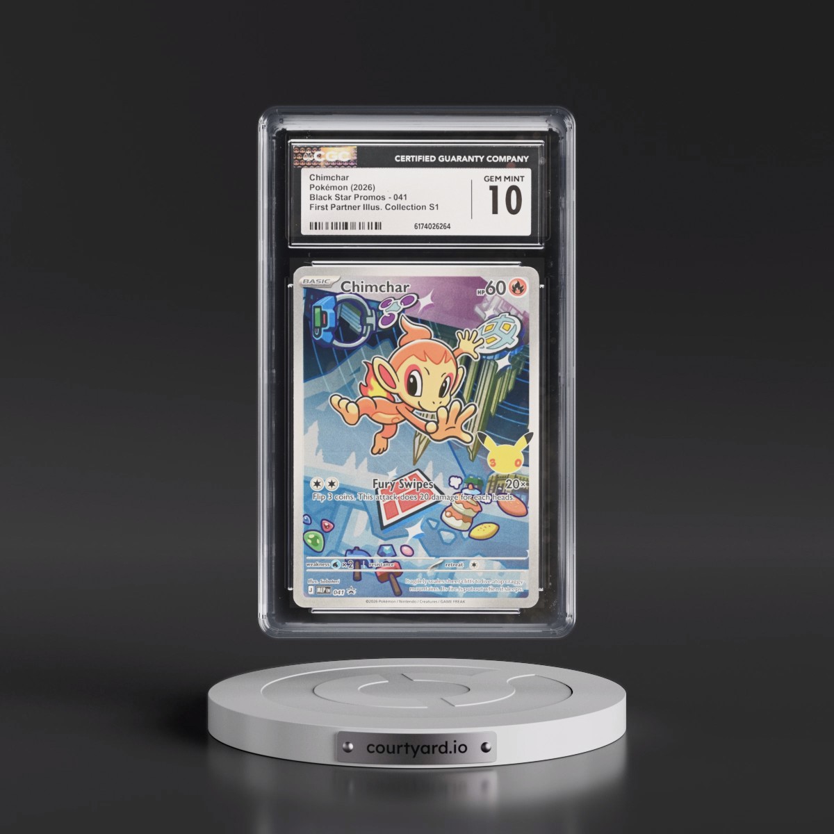 2025 Black Star Promos - Mega Evolution MEP EN #041 Chimchar - First Partner Illustration Collection Series 1 (Holo) (CGC 10 GEM MINT)