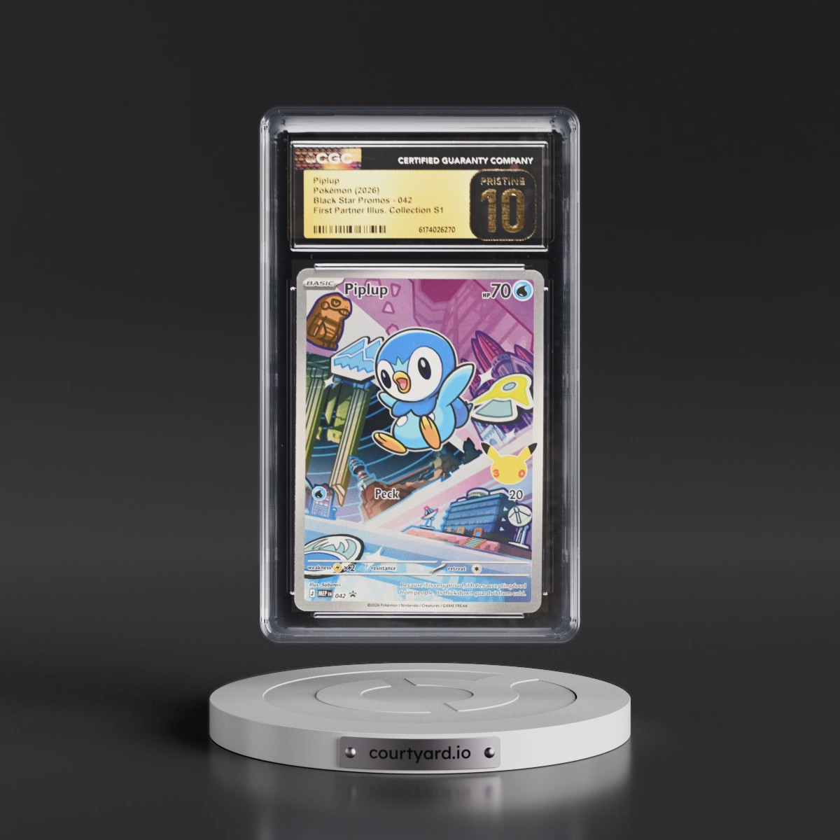 2025 Black Star Promos - Mega Evolution MEP EN #042 Piplup - First Partner Illustration Collection Series 1 (Holo) (CGC 10 PRISTINE)