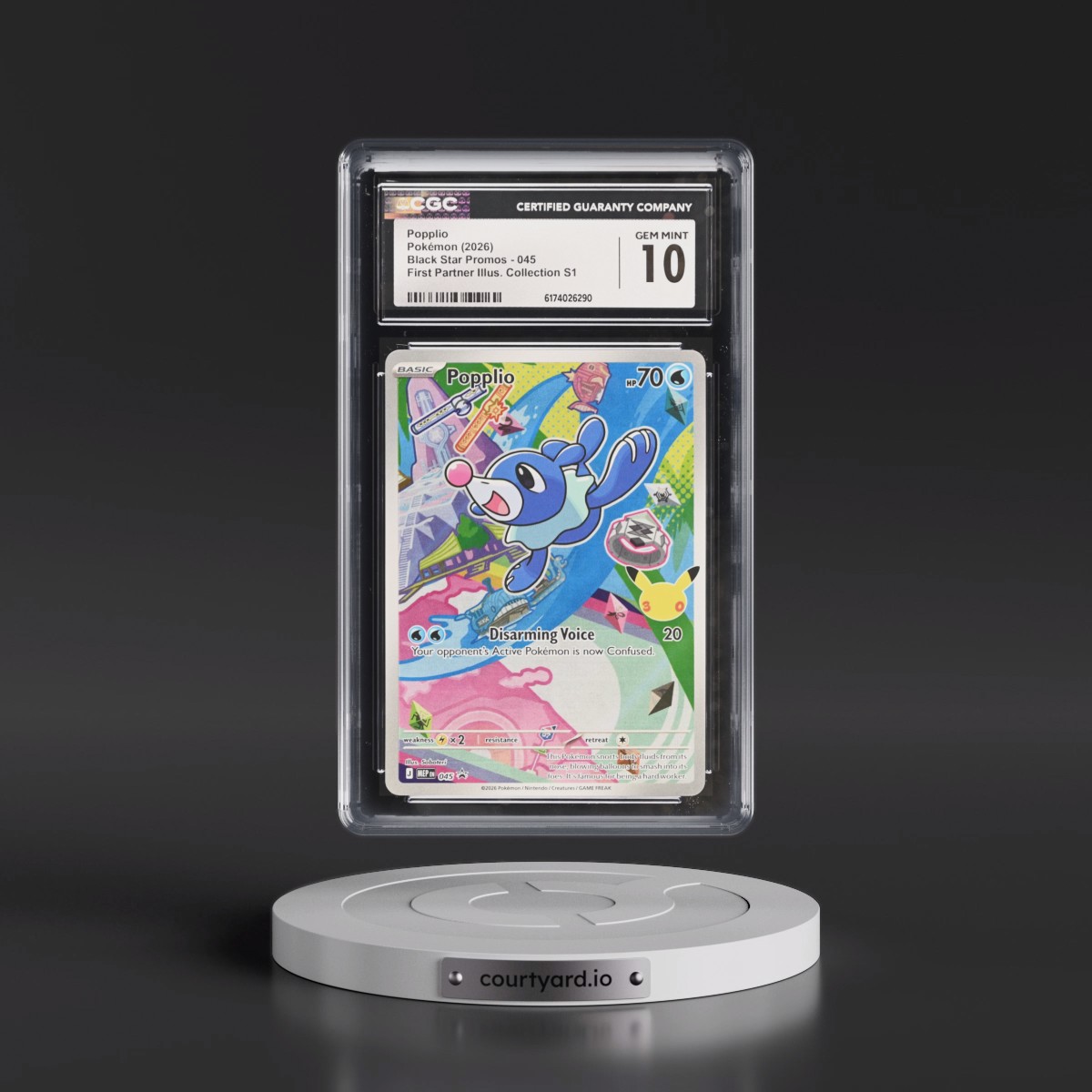 2025 Black Star Promos - Mega Evolution MEP EN #045 Popplio - First Partner Illustration Collection Series 1 (Holo) (CGC 10 GEM MINT)