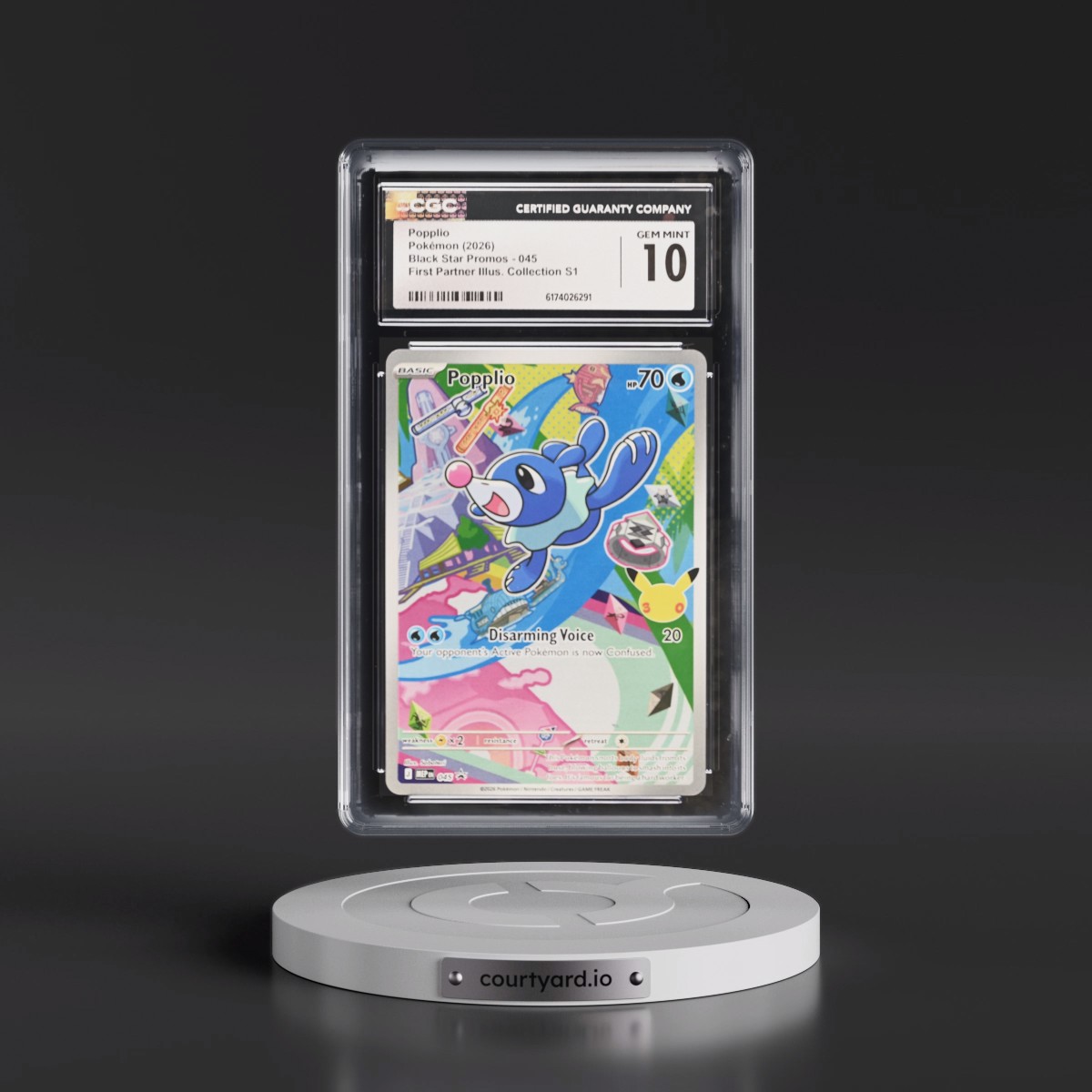2025 Black Star Promos - Mega Evolution MEP EN #045 Popplio - First Partner Illustration Collection Series 1 (Holo) (CGC 10 GEM MINT)