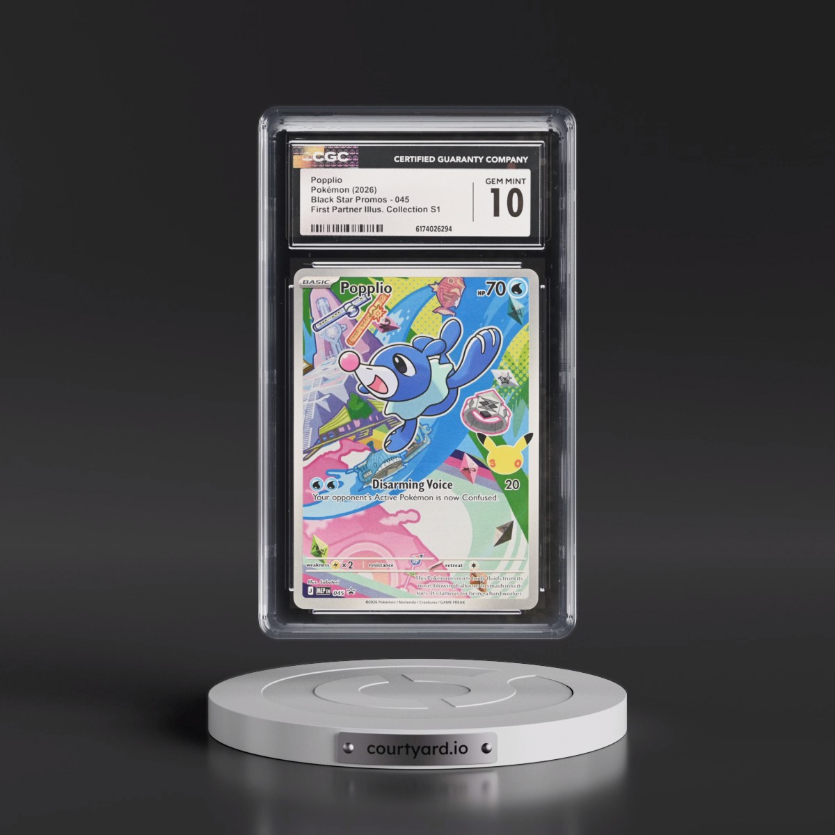 2025 Black Star Promos - Mega Evolution MEP EN #045 Popplio - First Partner Illustration Collection Series 1 (Holo) (CGC 10 GEM MINT)