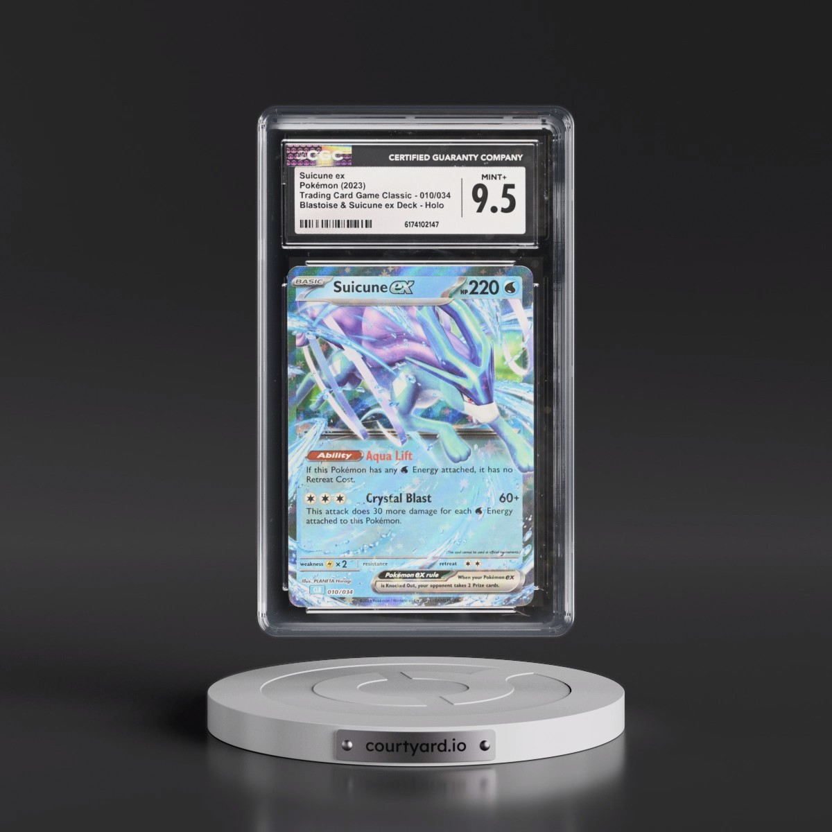 2023 Trading Card Game Classic - CLV, CLC, CLB #010/034 Suicune ex - Blastoise & Suicune ex Deck - CLB Holo (CGC 9.5 MINT+)