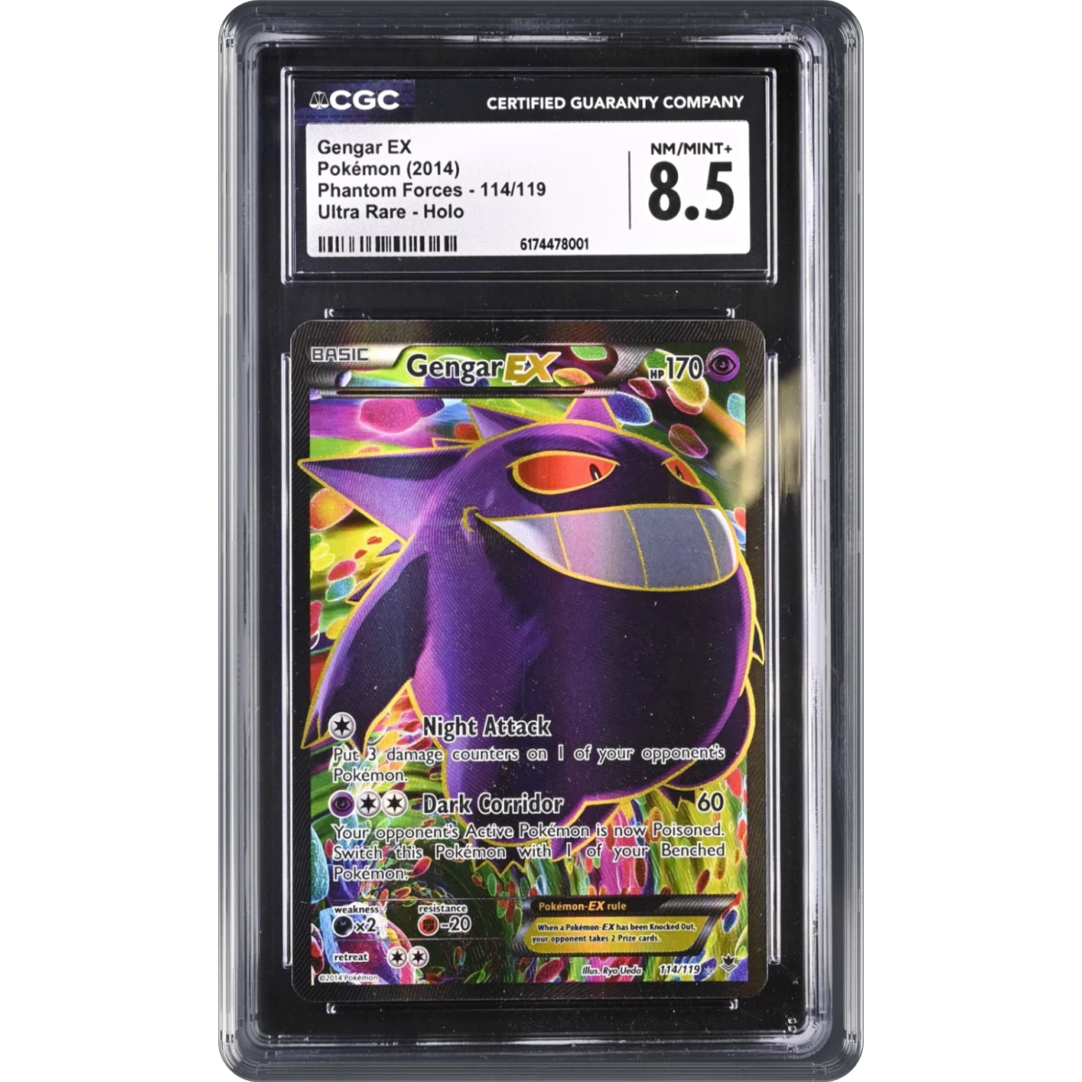 2014 Phantom Forces #114/119 Gengar EX - Ultra Rare Holo (CGC 8.5 NM-MT+)