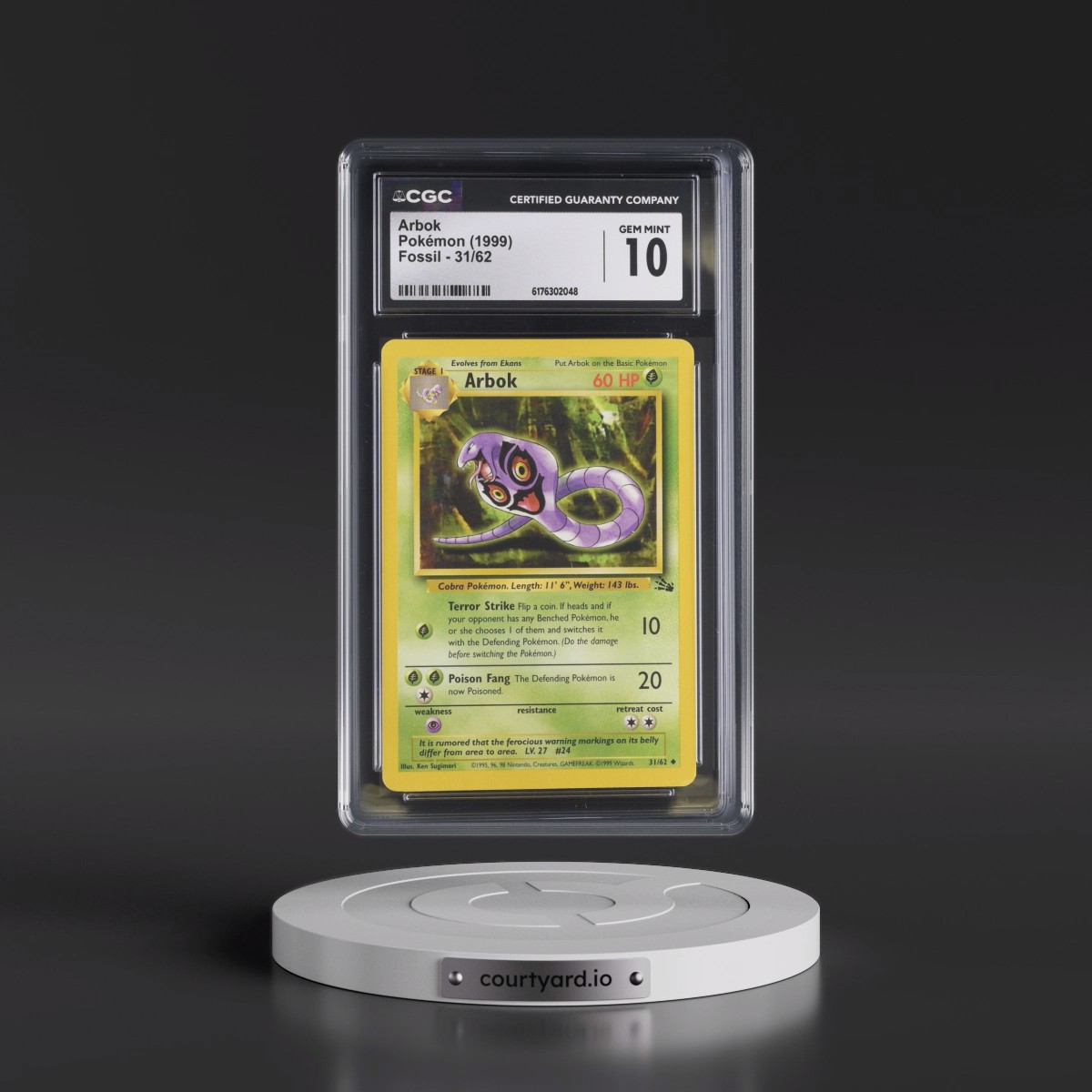 1999 Fossil #31/62 Arbok (CGC 10 GEM MINT)