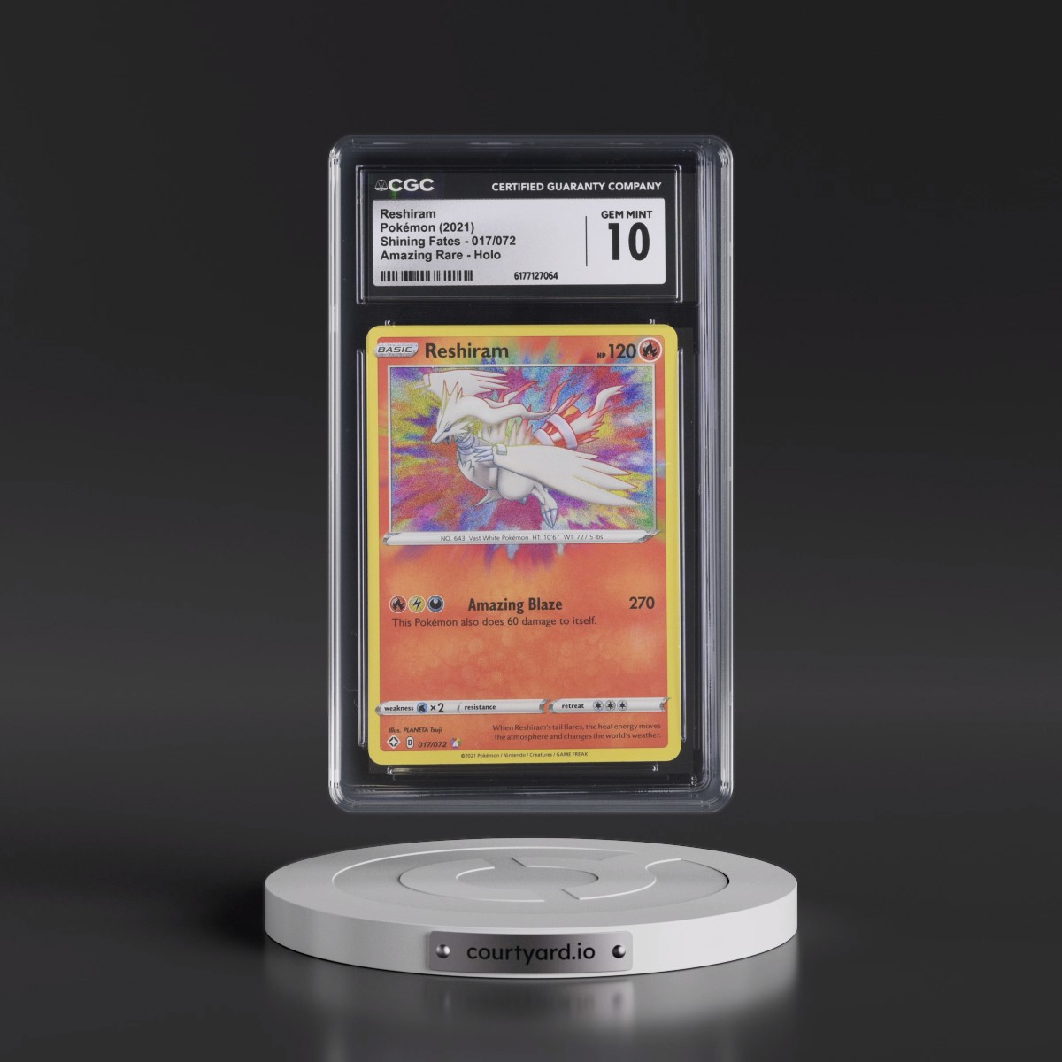 2021 Shining Fates Reshiram - Amazing Rare Holo #017/072 CGC 10